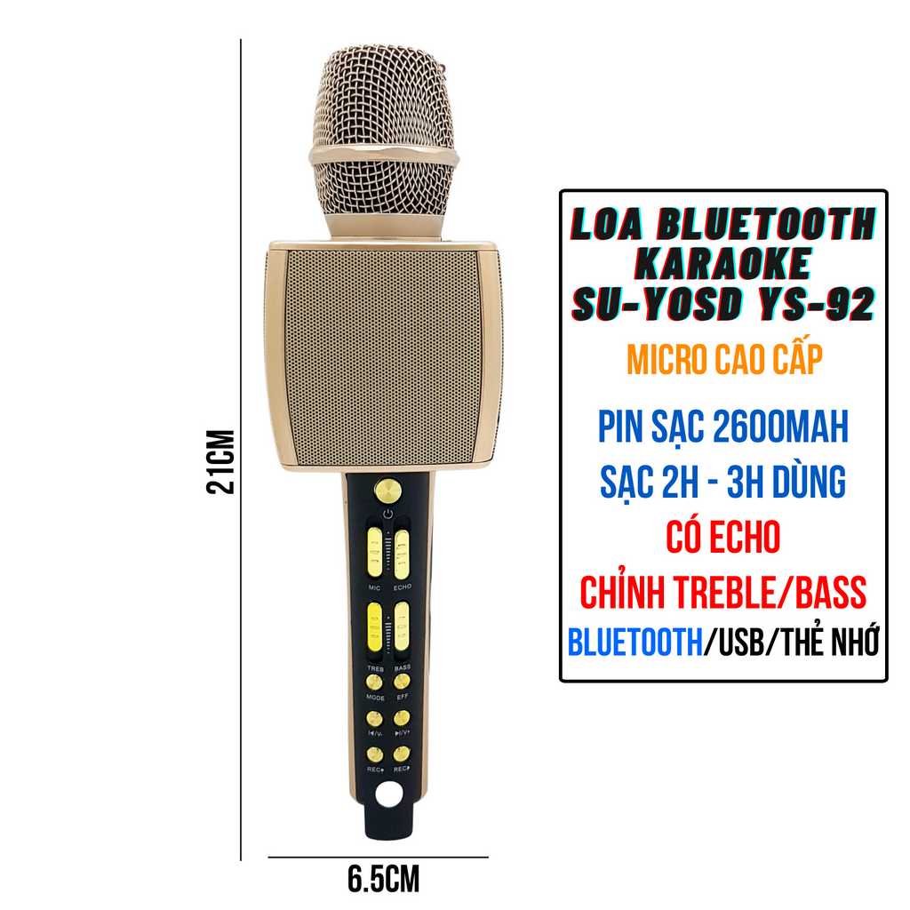 Micro karaoke bluetooth cao cấp SU-YOSD YS-92